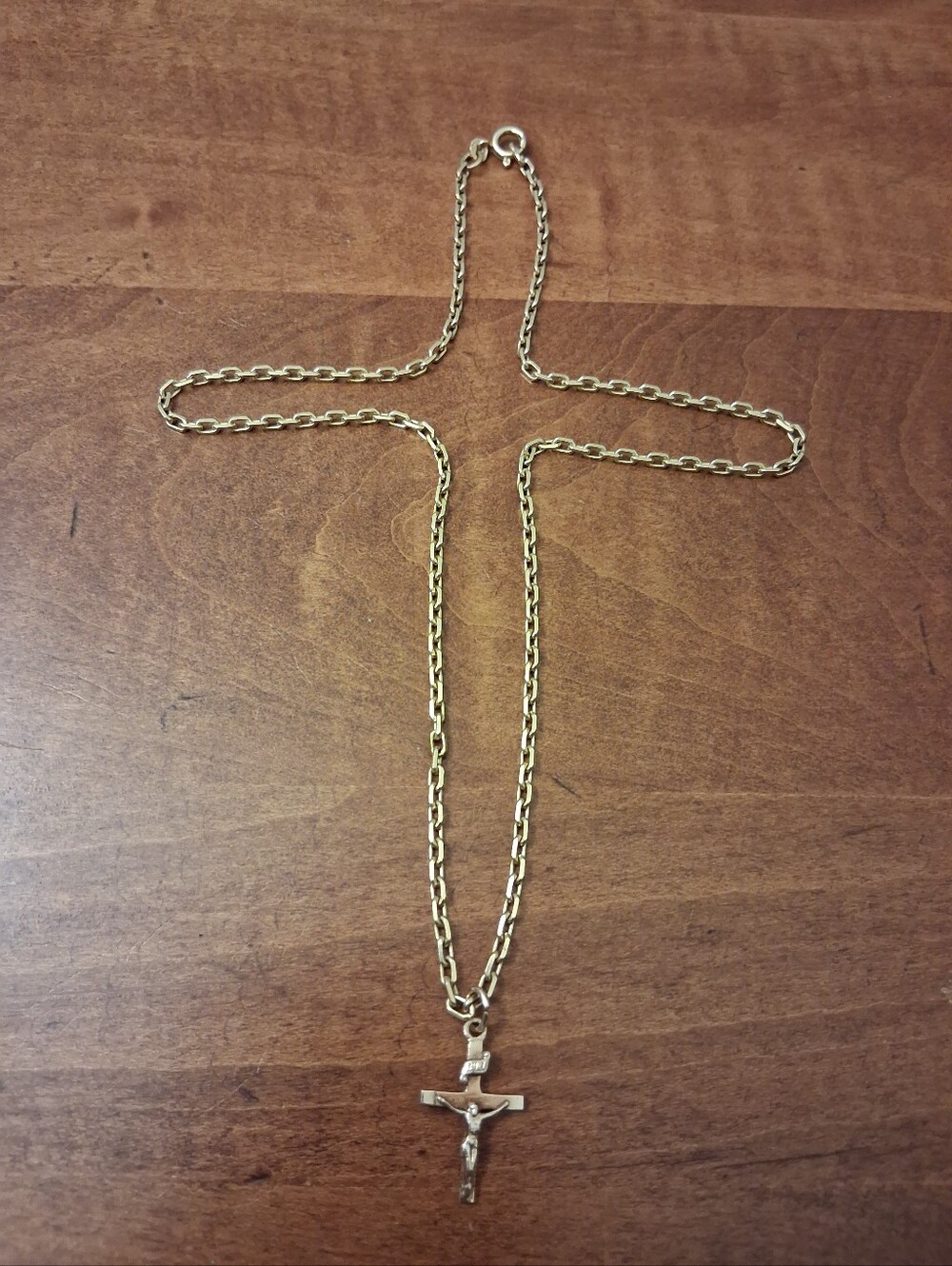 18k Gold Balestra Chain Link Chain With 14k Crucifix